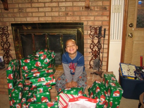 Darius couldn't wait to open gifts!